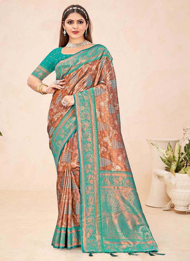 Silk Sea Green Festival Wear Weaving Saree